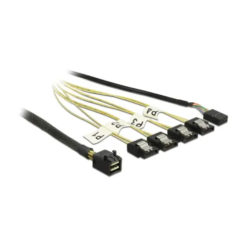 Vidinis kompiuterio kabelis DeLOCK 0.5m, Mini SAS HD SFF-8643/4xSATA 7p (83320)