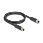 Laidas ar adapteris DeLOCK M12 Kabel L-kodiert 4 Pin Stecker zu Buchse PUR schleppkettentauglich 3 m (80521), juodos spalvos