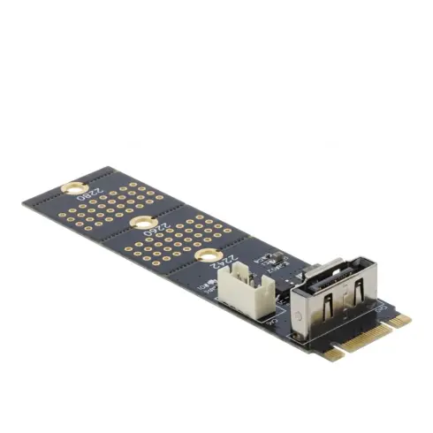 Vidinis kompiuterio kabelis DeLOCK Adapter M.2 Key B Stecker zu SATA 7 Pin vertikal (64290)
