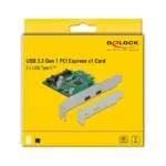 DeLOCK PCI Express x1 Card to 2 x external SuperSpeed USB (USB 3.2 Gen 1) USB Type-C™ female interface cards/adapter