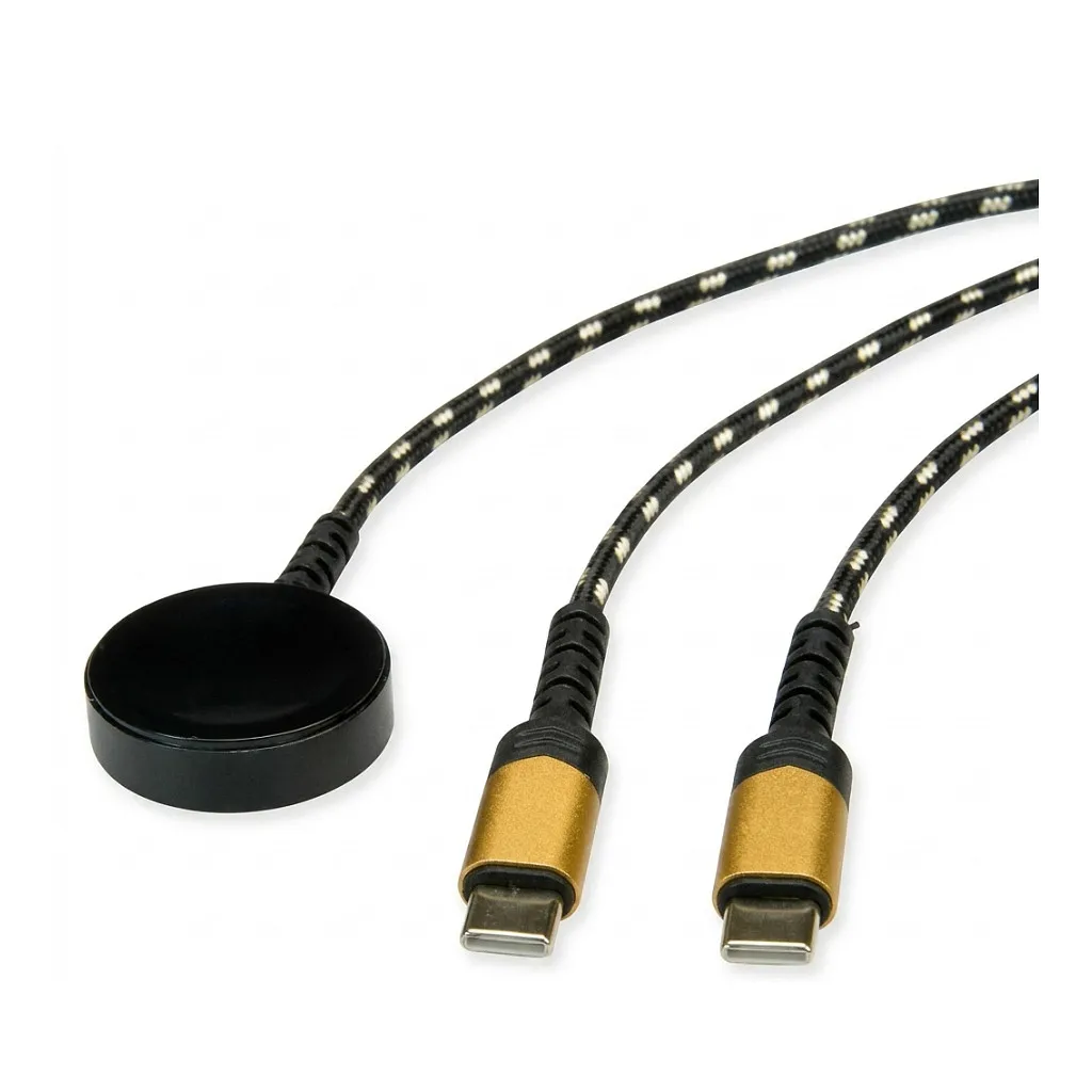 ROLINE USB Split-Ladekabel, bis 60W + Ladepad (bis 15W), fr Apple-Gerte, Typ C - C, schwarz / gold, 1,2 m USB laidas ar adapteris ROLINE USB Split-Ladekabel, bis 60W + Ladepad (bis 15W), fr Apple-Gerte, Typ C - C (11.02.8342)