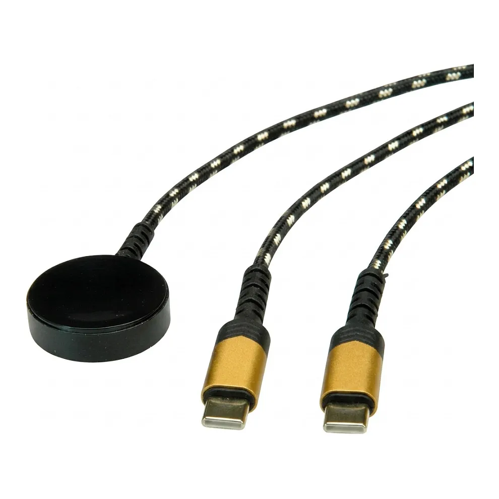 ROLINE USB Split-Ladekabel, bis 60W + Ladepad (bis 15W), fr Samsung Gerte, Typ C - C, schwarz / gold, 1,2 m USB laidas ar adapteris ROLINE USB Split-Ladekabel, bis 60W + Ladepad (bis 15W), fr Samsung Gerte, Typ C - C (11.02.8343)