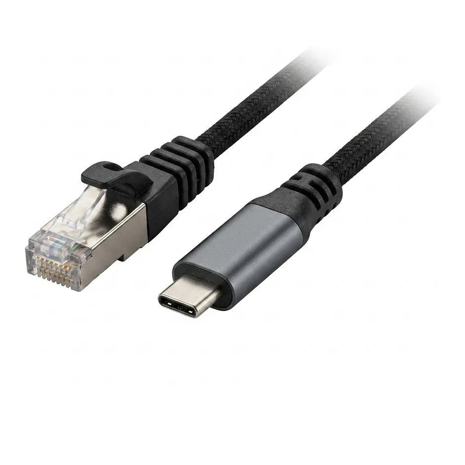Synergy21 Kabel USB, C(St) => RJ45(St)_Netzwerkkarte, 2,0m, USB3.2 Type-C, schwarz(Textil), , Tinklo įranga Synergy21 Kabel USB, C(St) => RJ45(St)_Netzwerkkarte, 2,0m, USB3.2 Type-C, schwarz(Textil) (S215535)