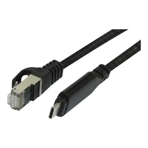 Tinklo įranga Synergy21 Kabel USB, C(St) => RJ45(St)_Netzwerkkarte, 3,0m, USB3.2 Type-C, schwarz(Textil) (S215536)