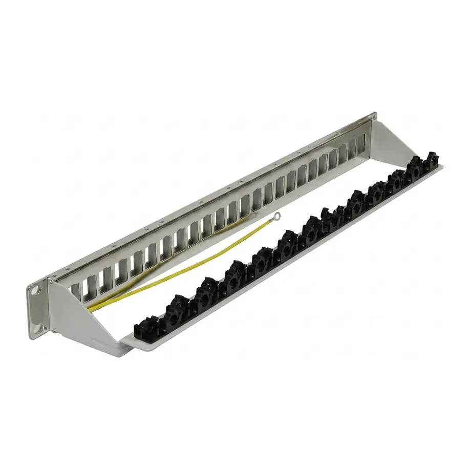 Synergy21 Keystone, Modulträger, 19Patchpanel für 24xTP-Modul, 1HE(t 94mm), Lichtgrau, V4 mit Kabelklemme Laidas ar adapteris Synergy21 Keystone, Modulträger, 19Patchpanel für 24xTP-Modul, 1HE(t 94mm), Lichtgrau, V4 mit (S216336V4)