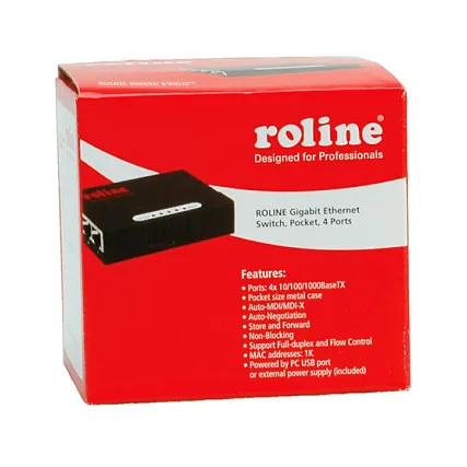 ROLINE Gigabit Ethernet Switch, Pocket, 4 Ports ROLINE Gigabit Ethernet Switch, Pocket, 4 Ports