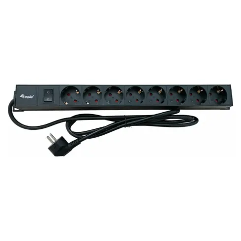 Maitinimo laidas Equip 19" Steckdosenleiste CEE7/7 90°->8xSchuko+Switch Alu (333314)
