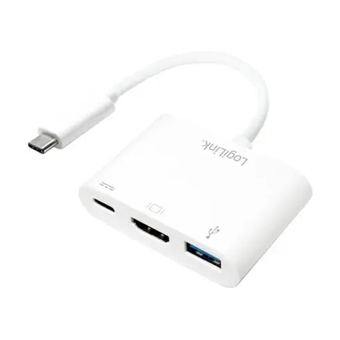 Vaizdo laidas ar adapteris LogiLink 0.14m, 2xUSB-C/HDMI+USB A (UA0258)