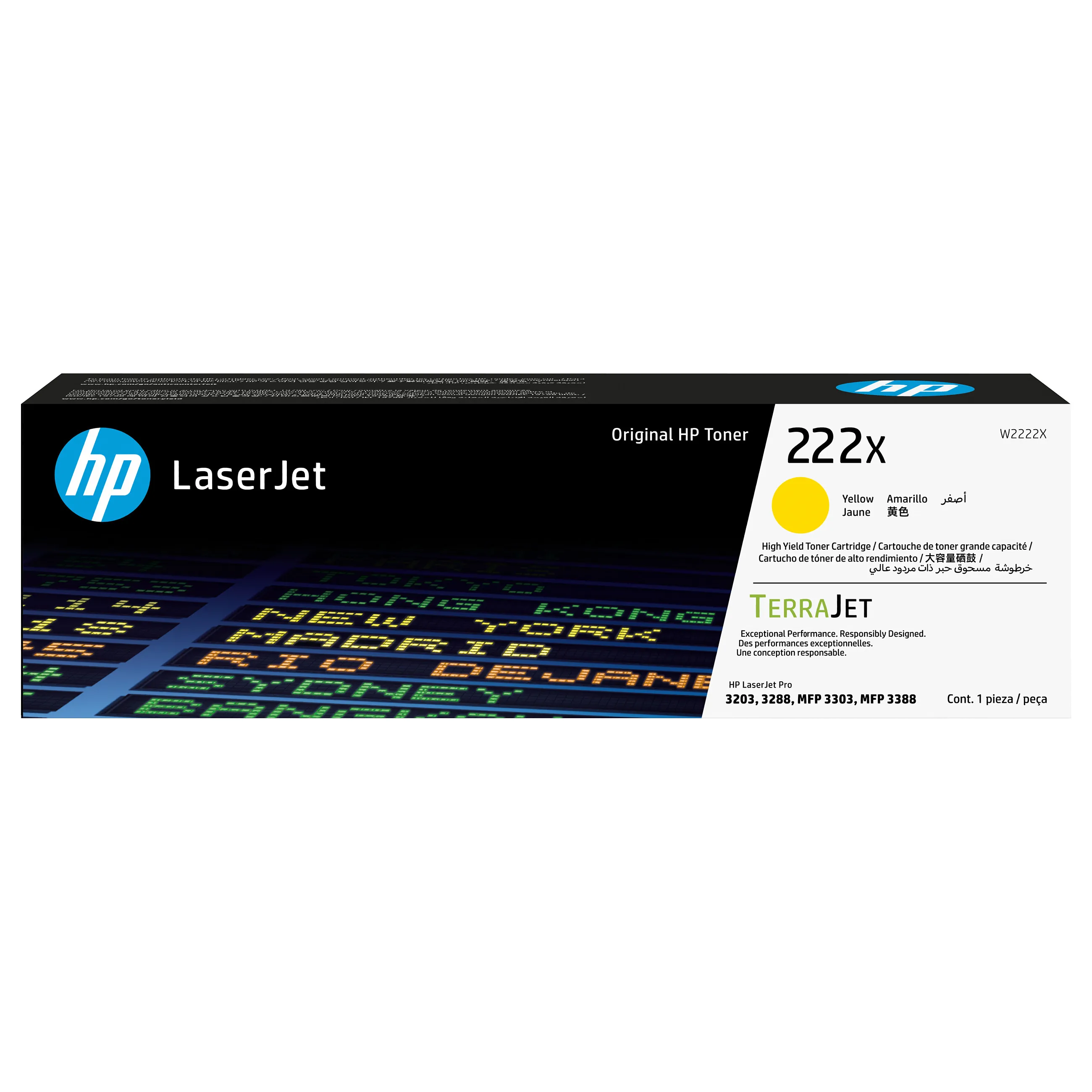 HP 222X - Hohe Ergiebigkeit - Gelb - original - LaserJet - Tonerpatrone (W2222X) - fr Color LaserJet Pro MFP 3302fdn, MFP 3303fdw HP 222X – Hohe Ergiebigkeit – Gelb – original – LaserJet – Tonerpatrone (W2222X) – fr Color LaserJet Pro MFP 3302fdn, MFP 3303fdw