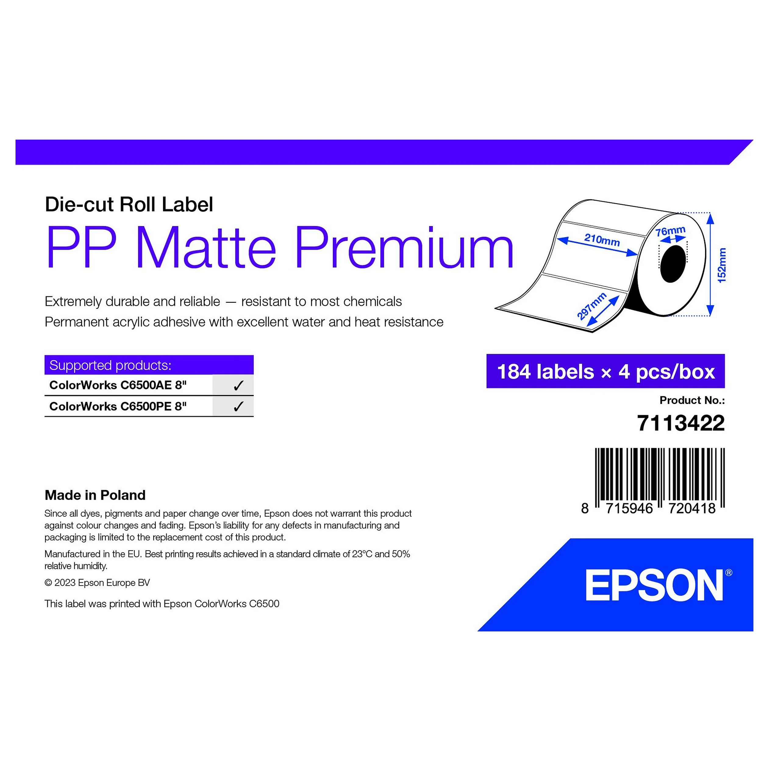 Epson 7113422 printer label Epson 7113422 printer label