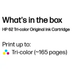 Spausdintuvo priedas HP 62 TRI-COLOR INK CARTRIDGE (C2P06AE#UUQ), vaizdas 3