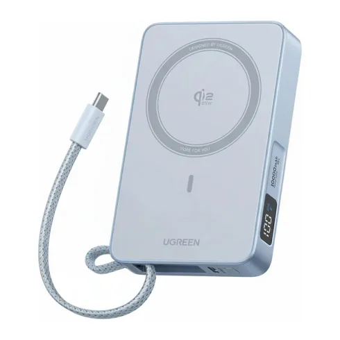Išorinė baterija UGREEN PB773 MagFlow 10.000mAh 25W Magnetic Wireless Powerbank Qi2 integriertes 30W USB-C (65958B)