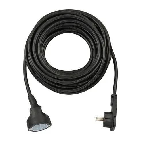 Laidas ar adapteris Brennenstuhl Verlngerungskabel, 1x Winkel-Flachstecker (schwarz, 10 Meter) (1168980010)
