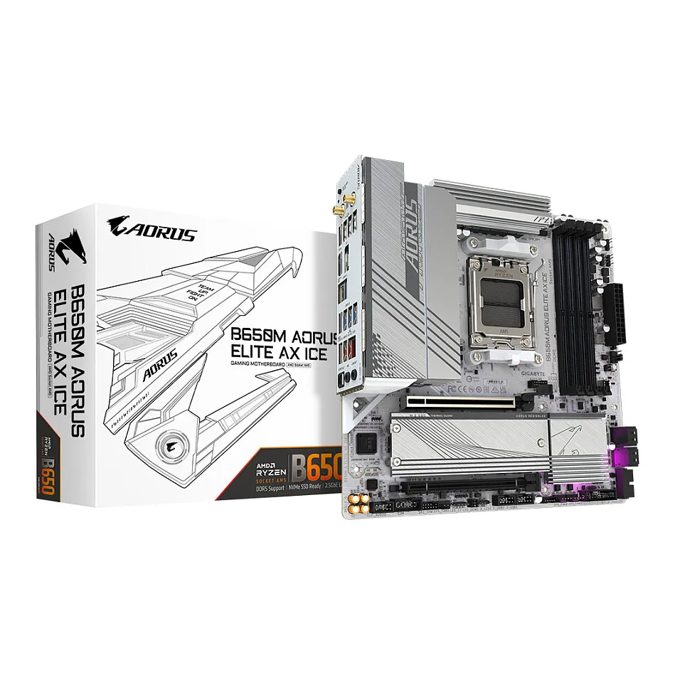 GIGABYTE B650M AORUS ELITE AX ICE motherboard Motininė plokštė GIGABYTE B650M AORUS ELITE AX ICE