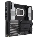 Motininė plokštė ASUS PRO WS WRX90E-SAGE SE, viršutinis vaizdas su jungčių išdėstymu