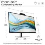 Monitorius HP Series 5 Pro 27 inch QHD USB-C Conferencing Monitor - 527pm (9E0Y9UT#ABB), vaizdas 8