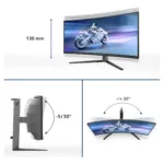 Monitorius Philips Evnia 6000 34M2C6500/00, šoninis vaizdas su USB prievadais