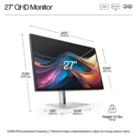 Monitorius HP Series 7 Pro 27 inch QHD Monitor - 727pq (8J4D8UT#ABB), vaizdas 7
