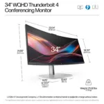 Monitorius HP Series 7 Pro 34 inch WQHD Conferencing Monitor - 734pm (8K157UT#ABB), vaizdas 10