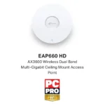 TP-Link Omada EAP660 HD prieigos taško apatinis vaizdas su montavimo detalėmis