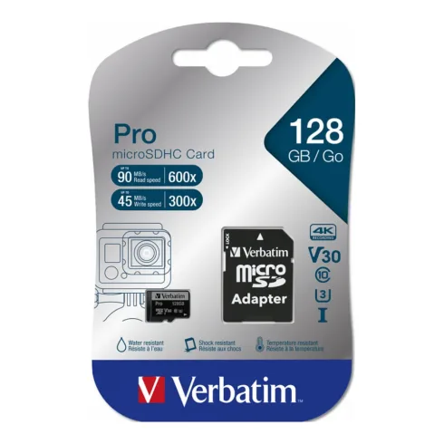 Atminties kortelė CARD 128GB Verbatim MicroHC Pro Class 10 + Adapter retail (47044)