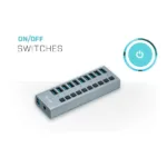 i-tec U3CHARGEHUB10 įkroviklis, matomas iš šono su 10 USB prievadų