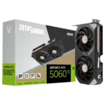 Zotac GAMING GeForce RTX 5060 Ti AMP, šoninis vaizdas su jungtimis