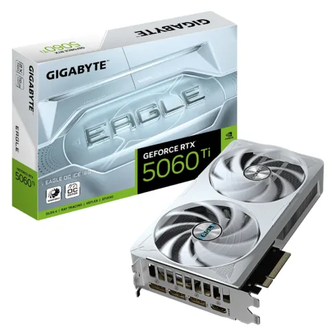 GIGABYTE GeForce RTX 5060 Ti EAGLE OC ICE 16G su 16GB GDDR7 atmintimi