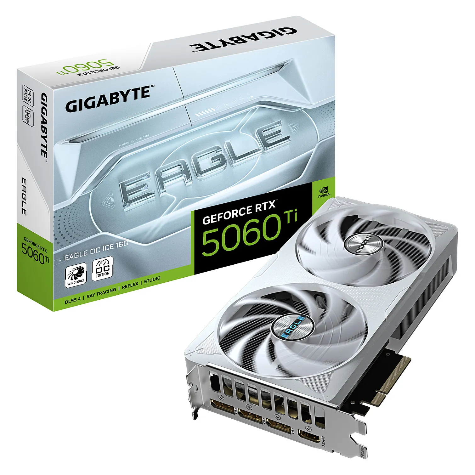 GIGABYTE GeForce RTX 5060 Ti EAGLE OC ICE 16G GIGABYTE GeForce RTX 5060 Ti EAGLE OC ICE 16G su 16GB GDDR7 atmintimi
