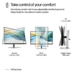 Monitorius HP Series 5 Pro 524pu, matomas iš šono, rodo jungtis