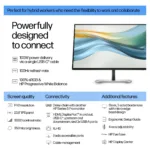 Monitorius HP Series 5 Pro, matomas iš šono, rodo USB-C jungtį