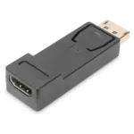Digitus DB-340602-000-S adapter, šoninis vaizdas su HDMI ir DP jungtimis