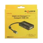 Vaizdo laidas ar adapteris DeLOCK 0.16m DisplayPort/Displayport + HDMI + DVI (62623), vaizdas 2