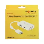 Vaizdo laidas ar adapteris DeLOCK 0.16m DisplayPort/VGA+HDMI+DVI-D (62655), vaizdas 2