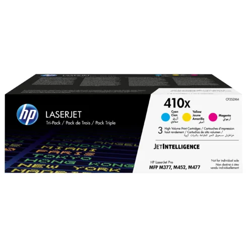 Tonerio kasetė HP 410X 3-pack High Yield (CF252XM), žydros, purpurinės ir geltonos spalvų