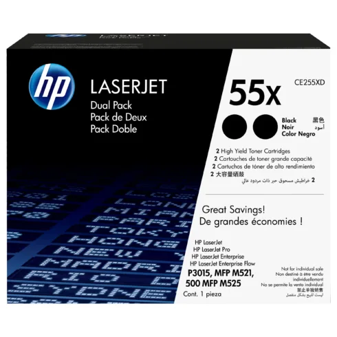 Tonerio kasetė HP 55X 2-pack High Yield (CE255XD), juodos spalvos