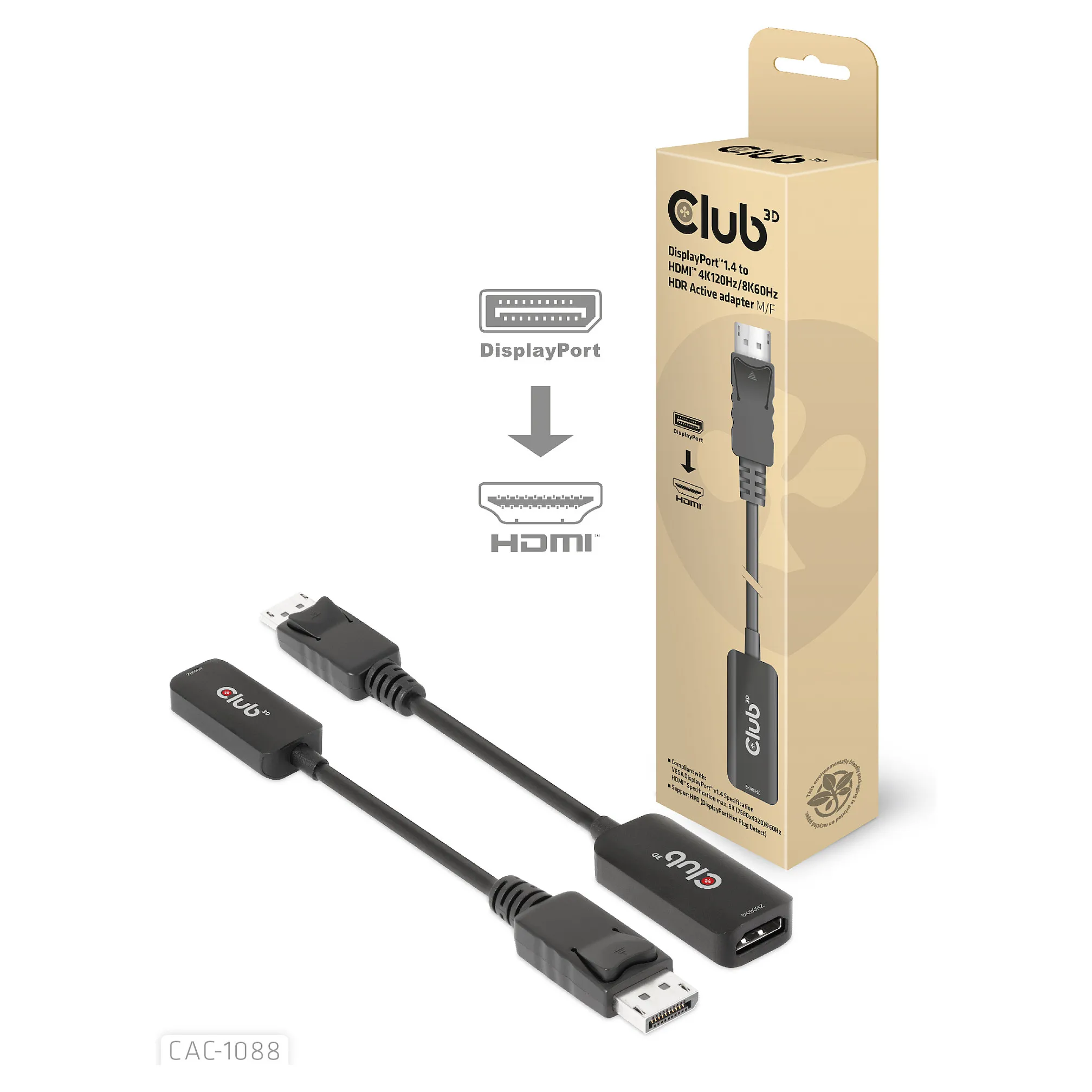 CLUB3D CAC-1088 video cable adapter Vaizdo adapteris CLUB3D CAC-1088
