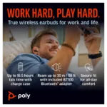 Ausinės HP Poly Voyager Free 60+M su įkrovimo dėžute ir adapteriu