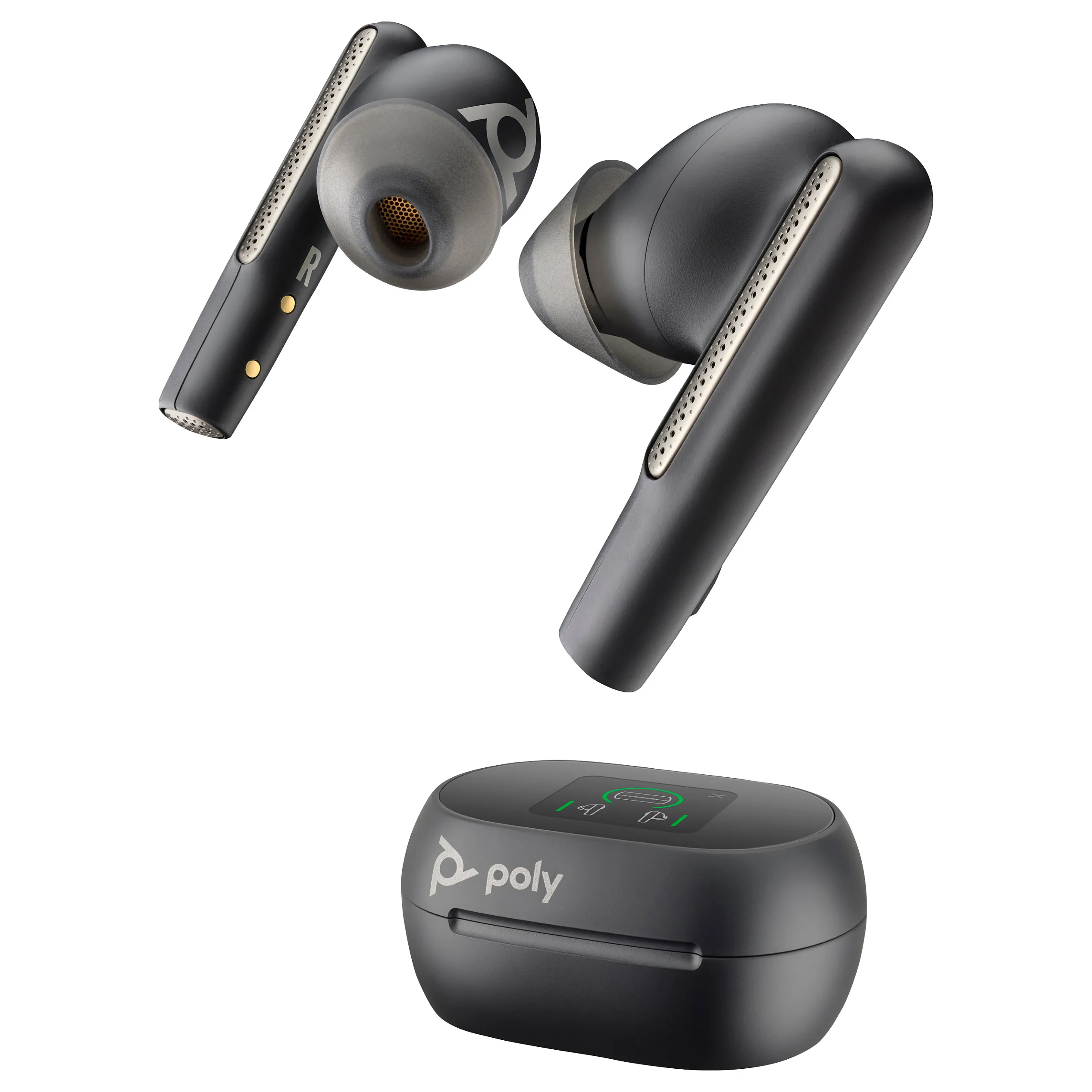 Voyager Free 60+ Wlan UC-M Kopfhörer Carbon Black USB-C HP Poly Voyager Free 60+M UC ausinės su BT700 USB-C adapteriu