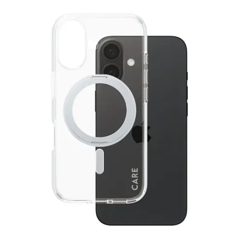 Telefono dėklas PanzerGlass CARE by Case Transparent w. Silver Kickstand & MagSafe iPhone 16 (1325)
