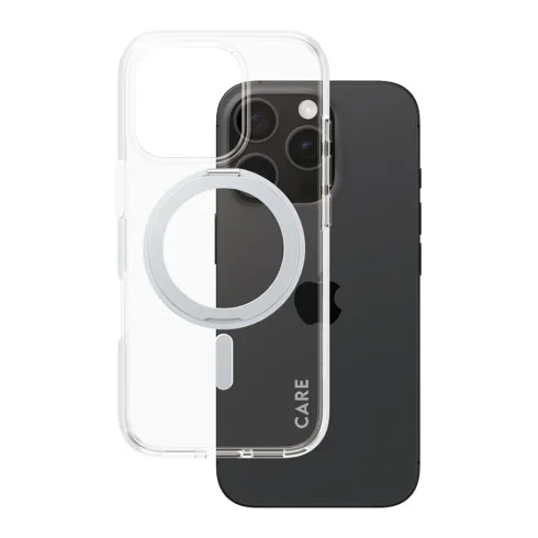 Telefono dėklas PanzerGlass CARE by Case Transparent w. Silver Kickstand & MagSafe iPhone 16 Pro (1326)