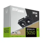Zotac GAMING GeForce RTX 5050 Twin Edge OC, šoninis vaizdas su aušinimo sistemomis