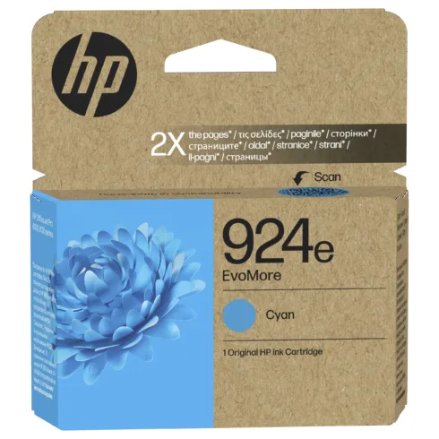 Rašalo kasetė HP 924e EvoMore (4K0U7NE#CE1), žydros spalvos