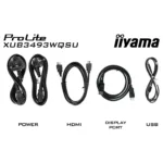 Monitorius iiyama ProLite XUB3493WQSU-B6, šoninis vaizdas su jungčių išdėstymu