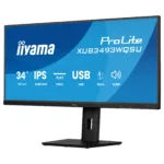 Monitorius iiyama ProLite XUB3493WQSU-B6, šoninis vaizdas su išlenktu ekranu