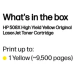 Tonerio kasetė HP 508X High Yield (CF362X), geltonos spalvos, vaizdas 3