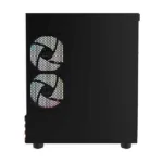 Thermaltake View 170 WS ARGB korpuso šoninis vaizdas su įmontuotais ventiliatoriais
