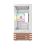 Korpusas Thermaltake View 170 WS ARGB Snow, matomas iš šono su įrengtais ventiliatoriais