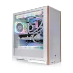 Korpusas Thermaltake S370 WS Snow, matomas iš šono su atidarytu stiklo langeliu