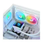 Thermaltake TH240 V3 ARGB, artimiausias vaizdas su kvadratiniu siurbliu